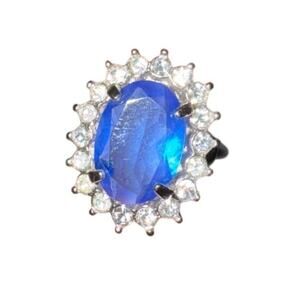 Ring / Avon / Princess Majestic / Blue Sapphire / Faux / Cocktail / Vintage